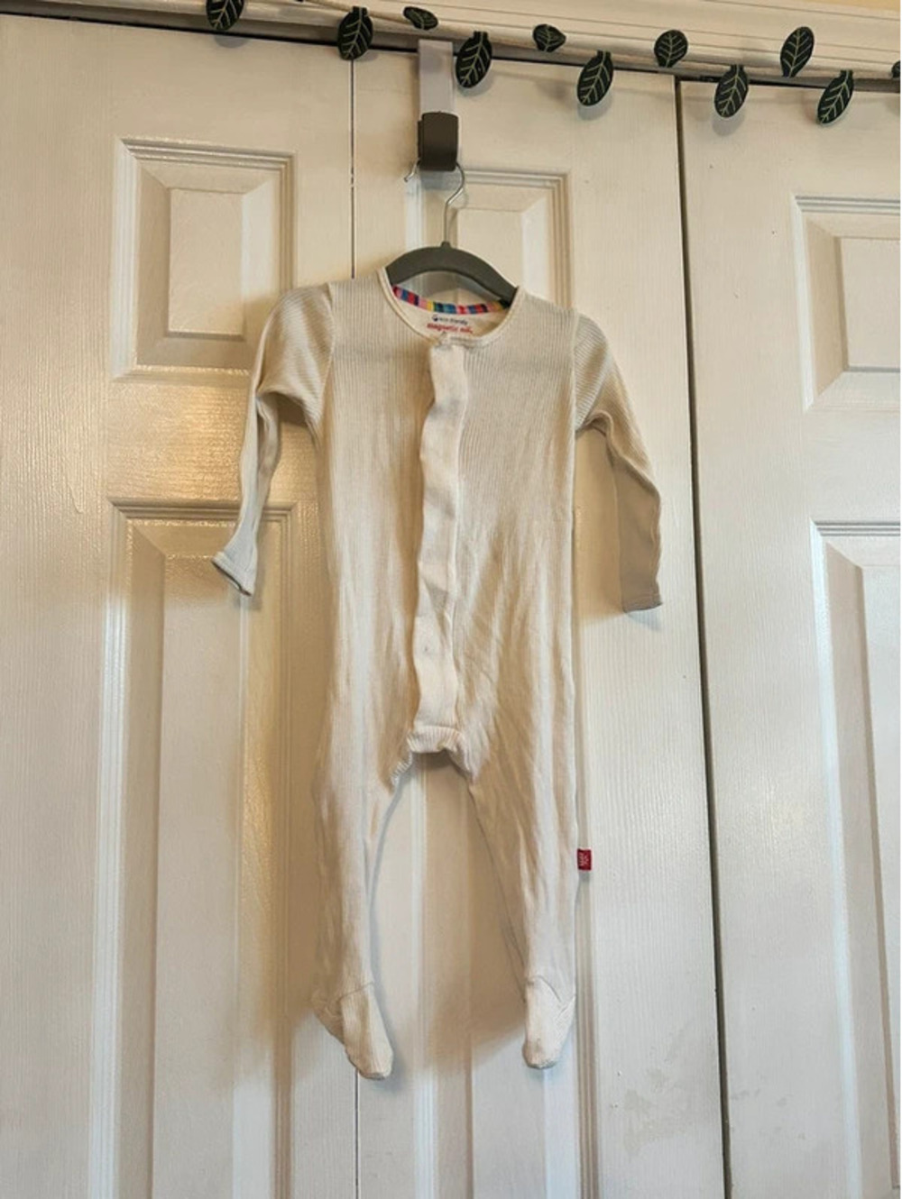 Magnetic me cream ribbed pajama, 6-9 months